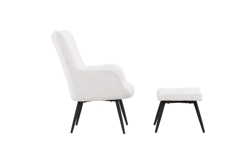 Como Lænestol i Bouclé med Metalben - Offwhite - Møbler - Stole & lænestole - Lænestole