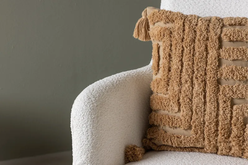 Como Lænestol i Bouclé med Metalben - Offwhite - Møbler - Stole & lænestole - Lænestole