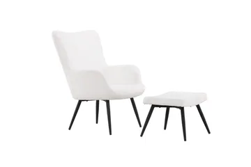 Como Lænestol i Bouclé med Metalben - Offwhite - Møbler - Stole & lænestole - Lænestole