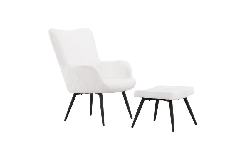 Como Lænestol i Bouclé med Metalben - Offwhite - Møbler - Stole & lænestole - Lænestole