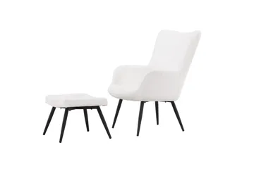 Como Lænestol i Bouclé med Metalben - Offwhite - Møbler - Stole & lænestole - Lænestole