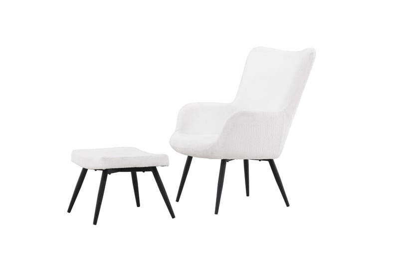 Como Lænestol i Bouclé med Metalben - Offwhite - Møbler - Stole & lænestole - Lænestole