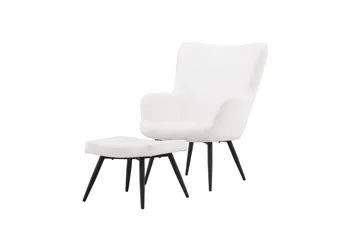 Como Lænestol i Bouclé med Metalben - Offwhite - Møbler - Stole & lænestole - Lænestole