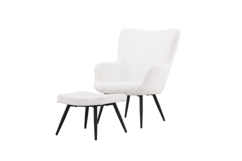 Como Lænestol i Bouclé med Metalben - Offwhite - Møbler - Stole & lænestole - Lænestole