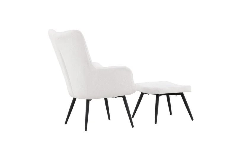 Como Lænestol i Bouclé med Metalben - Offwhite - Møbler - Stole & lænestole - Lænestole