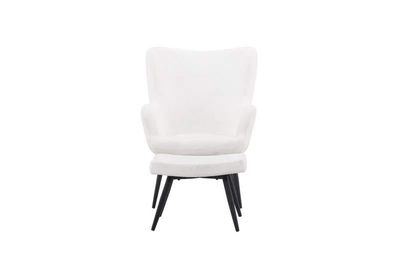Como Lænestol i Bouclé med Metalben, Offwhite