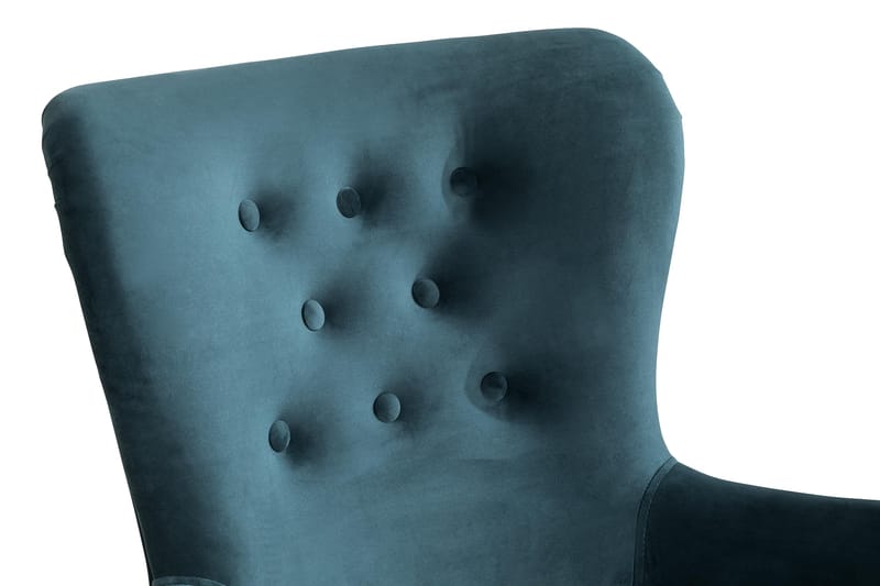 Dahlia Lænestol med Puf - Blågrøn Velour - Lænestole - Lænestol med fodskammel