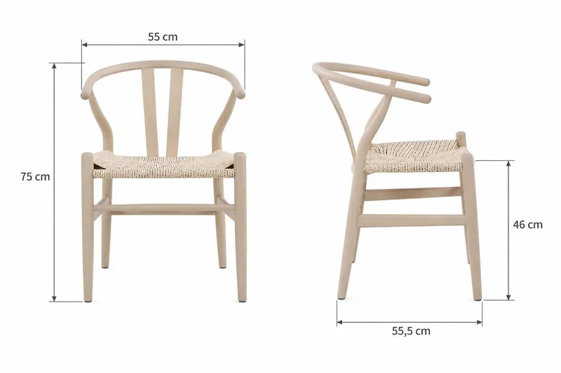 Dastoori Armstol Spisebordsstol med Armlæn i Bøgetræ med Hvidlaseret Egetræslook med Flettet Sæde - Beige - Møbler - Stole & lænestole - Spisebordsstole & køkkenstole