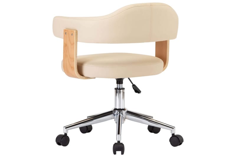 Drejelig Spisebordsstol Böjet Træ Og Kunstlæder Cremefarvet - Spisebordsstole & køkkenstole - Armstole