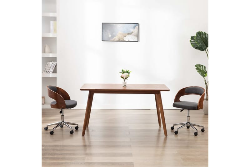 Drejelig Spisebordsstol Böjet Træ Og Stof Grå - Spisebordsstole & køkkenstole - Armstole