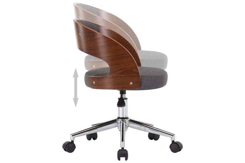 Drejelig Spisebordsstol Böjet Træ Og Stof Grå - Spisebordsstole & køkkenstole - Armstole