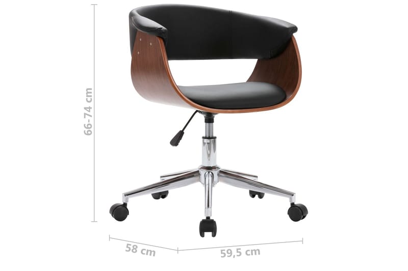 Drejelig Spisebordsstol Bøjet Træ Og Kunstlæder Sort - Sort - Spisebordsstole & køkkenstole - Armstole