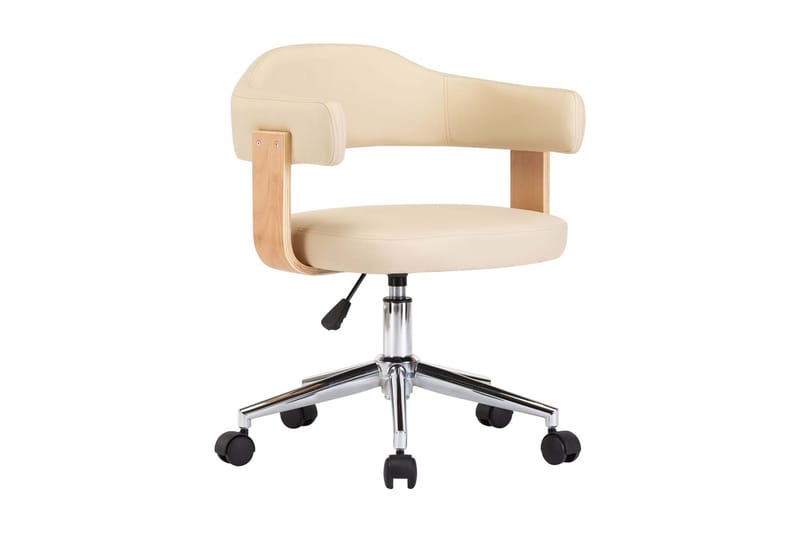 Drejelige Spisebordsstole 2 Stk. Kunstlæder Cremefarvet - Spisebordsstole & køkkenstole - Armstole
