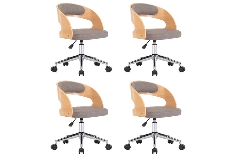 Drejelige Spisebordsstole 4 Stk. Böjet Træ Og Stof Gråbrun - Spisebordsstole & køkkenstole - Armstole