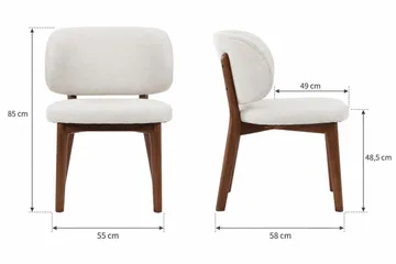 Eira Spisebordsstol & Køkkenstol i Træ med Valnødde-look med Afrundet Ryg og Stofsæde - Offwhite - Møbler - Stole & lænestole - Spisebordsstole & køkkenstole