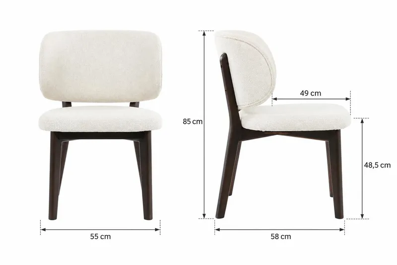 Eira Spisebordsstol og Køkkenstol i Træ med Røget Egetræslook med Afrundet Ryg og Stofsæde - Beige - Møbler - Stole & lænestole - Spisebordsstole & køkkenstole