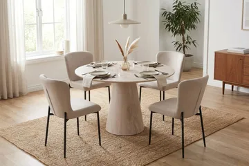 Elsie Spisebordsstol i Fløjl - Beige - Møbler - Stole & lænestole - Spisebordsstole & køkkenstole