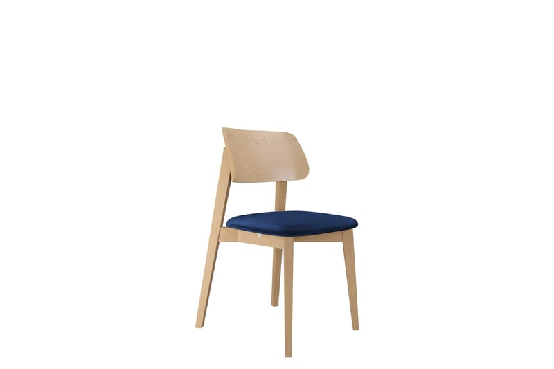 Ferrara Spisebordsstol i Træ med Stofdetaljer, Blå|Beige