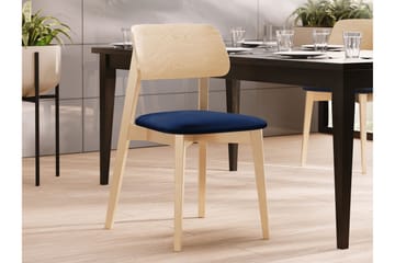 Ferrara Spisebordsstol i Træ med Stofdetaljer - Blå|Beige - Møbler - Stole & lænestole - Spisebordsstole & køkkenstole