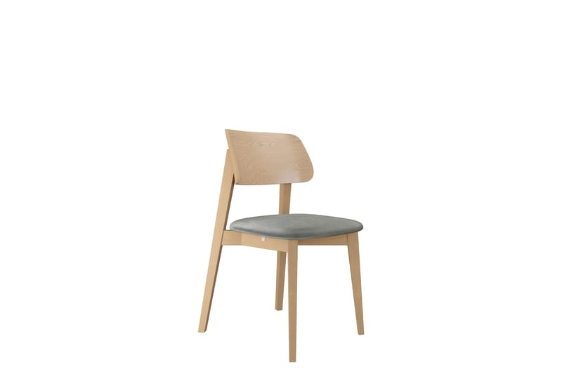 Ferrara Spisebordsstol i Træ med Stofdetaljer, Grå|Beige