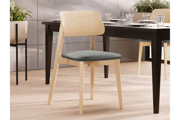 Ferrara Spisebordsstol i Træ med Stofdetaljer - Grå|Beige - Møbler - Stole & lænestole - Spisebordsstole & køkkenstole
