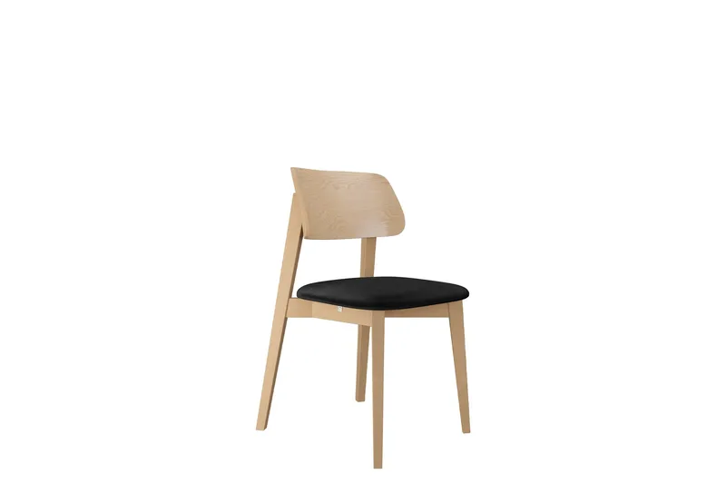 Ferrara Spisebordsstol i Træ med Stofdetaljer, Sort|Beige