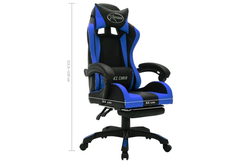 gamingstol m. LED-lys RGB-farver kunstlæder blå og sort - Flerfarvet - Møbler - Stole & lænestole - Kontorstole & skrivebordsstole