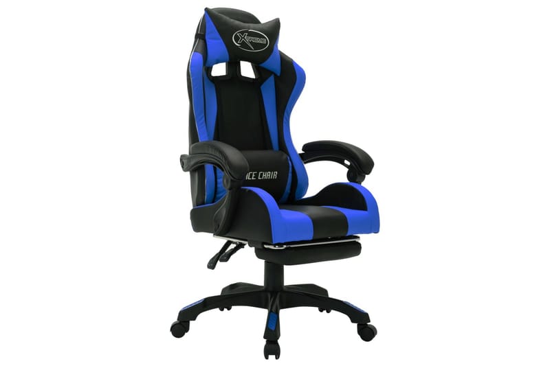 gamingstol m. LED-lys RGB-farver kunstlæder blå og sort - Flerfarvet - Møbler - Stole & lænestole - Kontorstole & skrivebordsstole