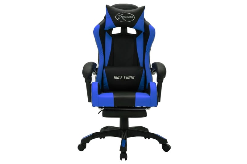 gamingstol m. LED-lys RGB-farver kunstlæder blå og sort - Flerfarvet - Møbler - Stole & lænestole - Kontorstole & skrivebordsstole