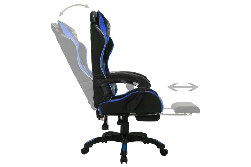 gamingstol m. LED-lys RGB-farver kunstlæder blå og sort - Flerfarvet - Møbler - Stole & lænestole - Kontorstole & skrivebordsstole
