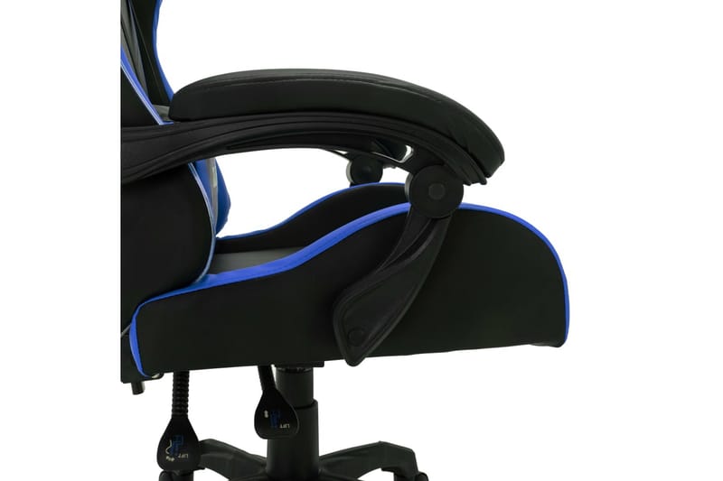 gamingstol m. LED-lys RGB-farver kunstlæder blå og sort - Flerfarvet - Møbler - Stole & lænestole - Kontorstole & skrivebordsstole