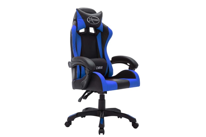 gamingstol m. LED-lys RGB-farver kunstlæder blå og sort - Flerfarvet - Møbler - Stole & lænestole - Kontorstole & skrivebordsstole
