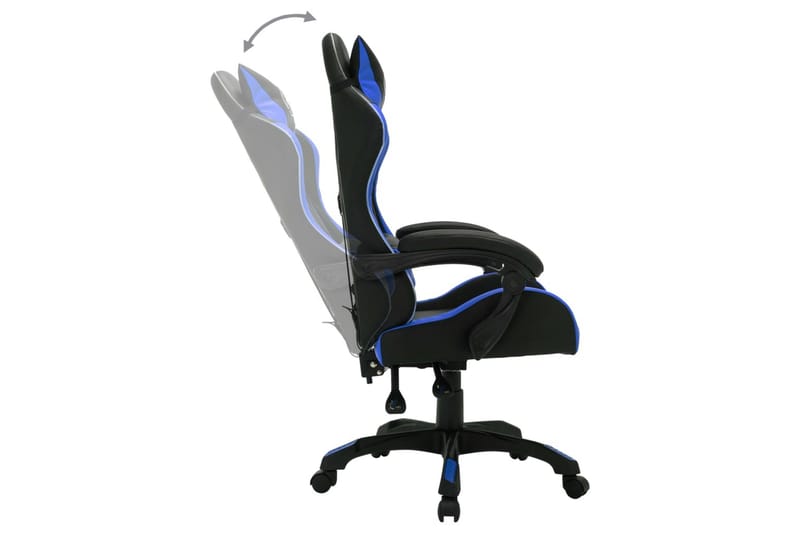 gamingstol m. LED-lys RGB-farver kunstlæder blå og sort - Flerfarvet - Møbler - Stole & lænestole - Kontorstole & skrivebordsstole