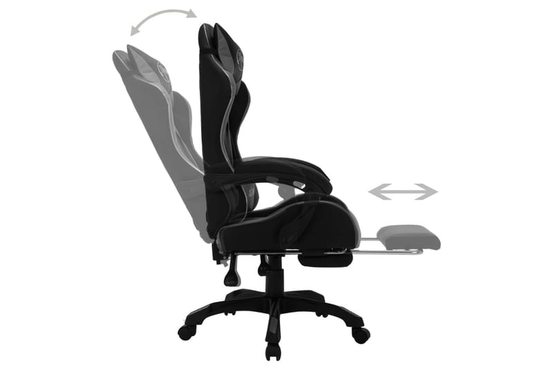 gamingstol m. LED-lys RGB-farver kunstlæder grå og sort - Flerfarvet - Møbler - Stole & lænestole - Kontorstole & skrivebordsstole