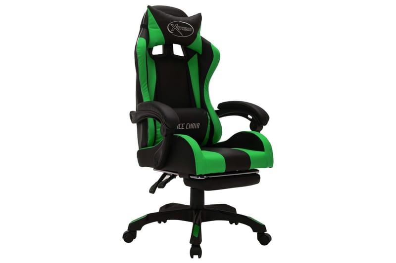 gamingstol m. LED-lys RGB-farver kunstlæder grøn og sort - Flerfarvet - Møbler - Stole & lænestole - Kontorstole & skrivebordsstole