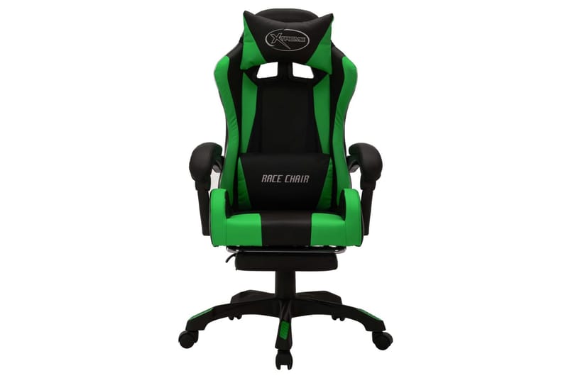 gamingstol m. LED-lys RGB-farver kunstlæder grøn og sort - Flerfarvet - Møbler - Stole & lænestole - Kontorstole & skrivebordsstole