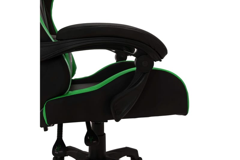 gamingstol m. LED-lys RGB-farver kunstlæder grøn og sort - Flerfarvet - Møbler - Stole & lænestole - Kontorstole & skrivebordsstole