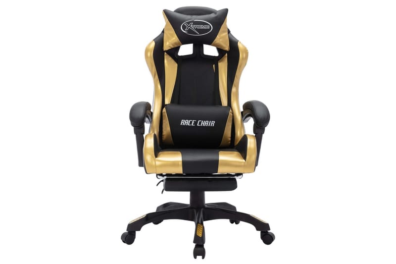 gamingstol m. LED-lys RGB-farver kunstlæder guld og sort - Flerfarvet - Møbler - Stole & lænestole - Kontorstole & skrivebordsstole