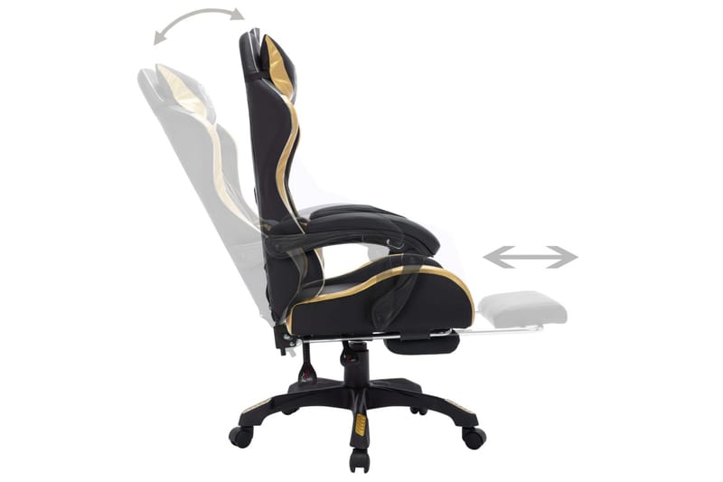 gamingstol m. LED-lys RGB-farver kunstlæder guld og sort - Flerfarvet - Møbler - Stole & lænestole - Kontorstole & skrivebordsstole