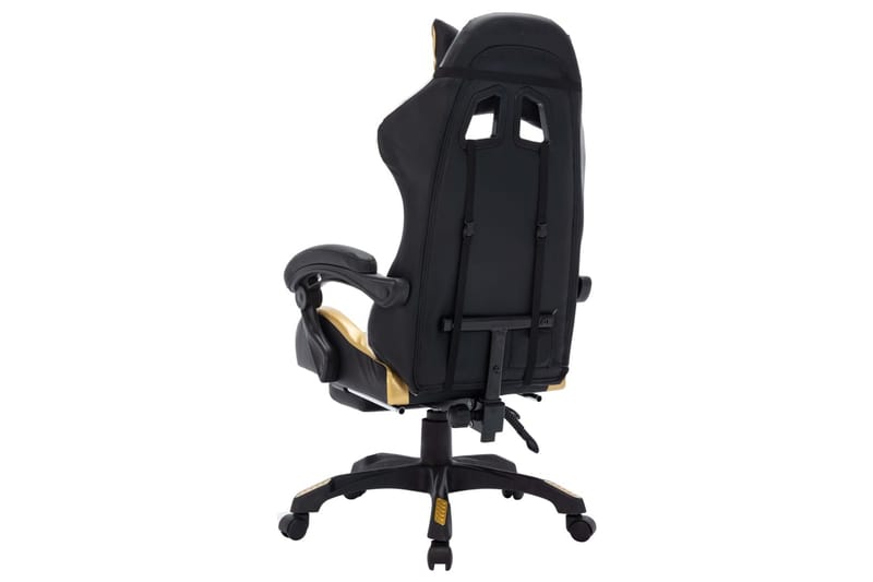 gamingstol m. LED-lys RGB-farver kunstlæder guld og sort - Flerfarvet - Møbler - Stole & lænestole - Kontorstole & skrivebordsstole