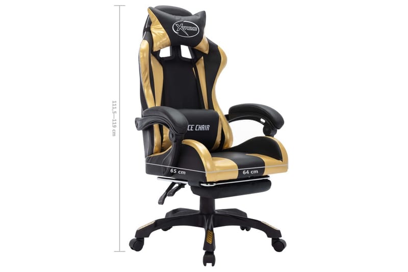 gamingstol m. LED-lys RGB-farver kunstlæder guld og sort - Flerfarvet - Møbler - Stole & lænestole - Kontorstole & skrivebordsstole