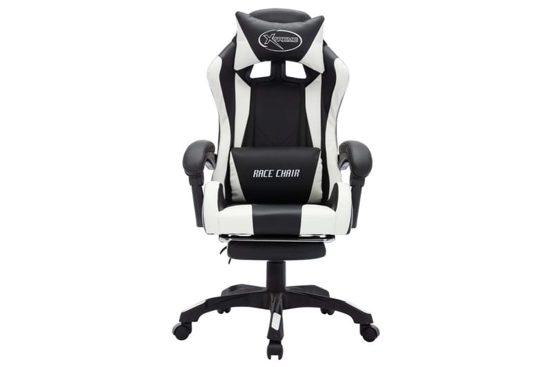 gamingstol m. LED-lys RGB-farver kunstlæder hvid og sort - Flerfarvet - Møbler - Stole & lænestole - Kontorstole & skrivebordsstole