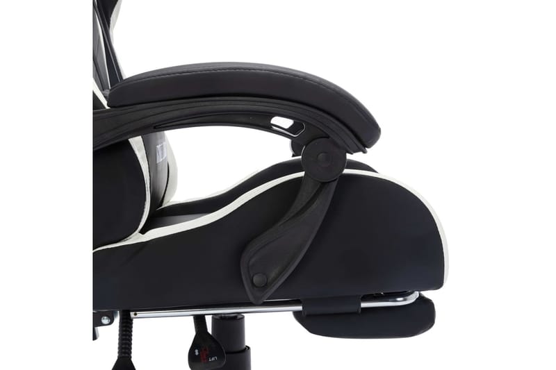 gamingstol m. LED-lys RGB-farver kunstlæder hvid og sort - Flerfarvet - Møbler - Stole & lænestole - Kontorstole & skrivebordsstole