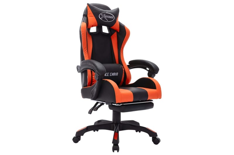 gamingstol m. LED-lys RGB-farver kunstlæder orange og sort - Flerfarvet - Møbler - Stole & lænestole - Kontorstole & skrivebordsstole