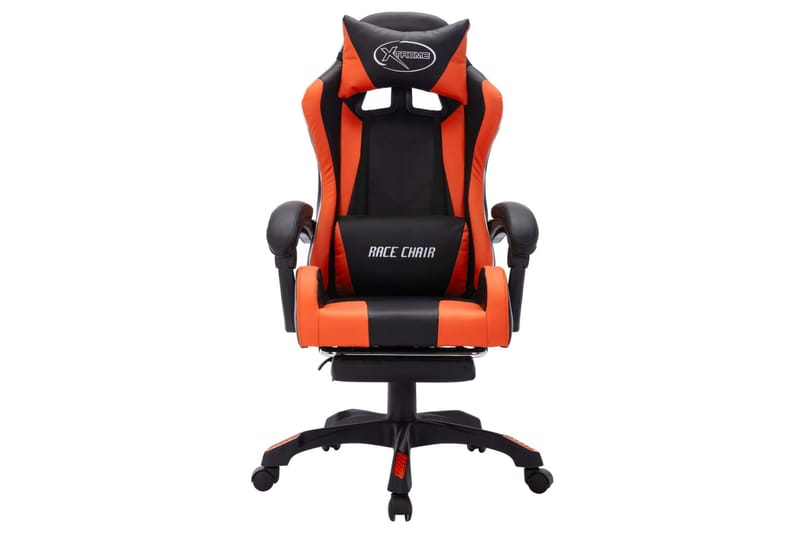 gamingstol m. LED-lys RGB-farver kunstlæder orange og sort - Flerfarvet - Møbler - Stole & lænestole - Kontorstole & skrivebordsstole