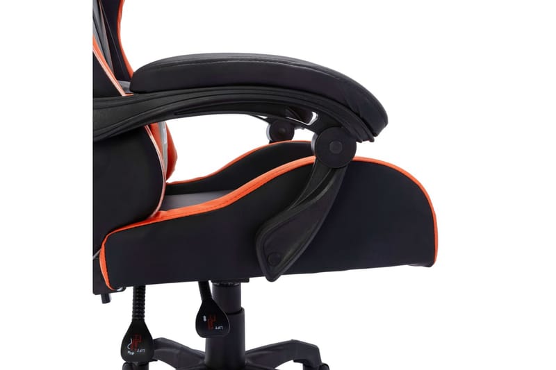gamingstol m. LED-lys RGB-farver kunstlæder orange og sort - Flerfarvet - Kontorstole & skrivebordsstole - Gamer stole