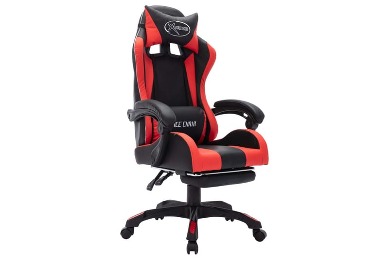 gamingstol m. LED-lys RGB-farver kunstlæder rød og sort - Flerfarvet - Møbler - Stole & lænestole - Kontorstole & skrivebordsstole