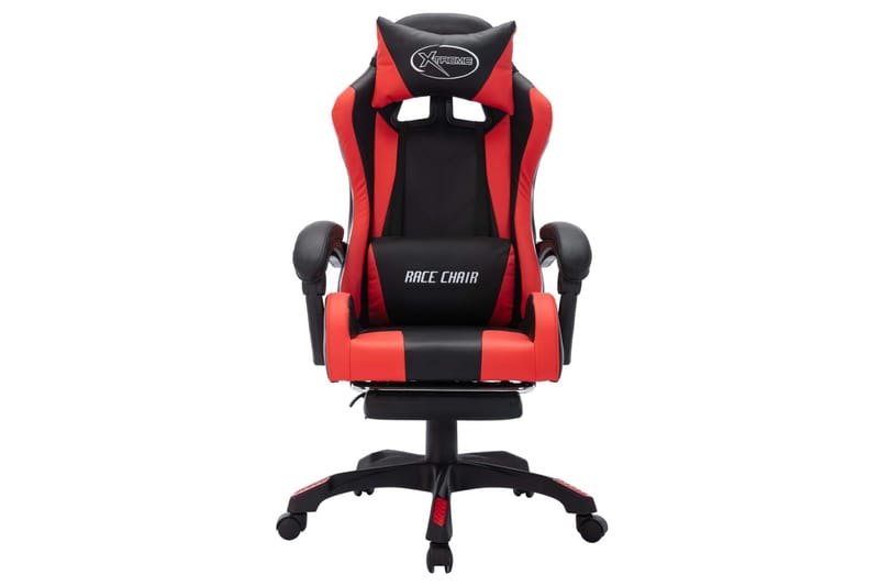 gamingstol m. LED-lys RGB-farver kunstlæder rød og sort - Flerfarvet - Møbler - Stole & lænestole - Kontorstole & skrivebordsstole