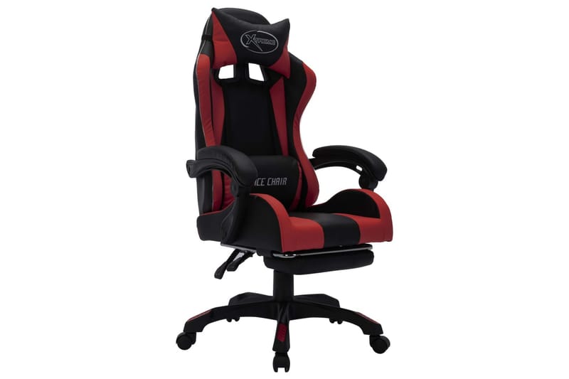 gamingstol m. LED-lys RGB-farver kunstlæder vinrød og sort - Flerfarvet - Møbler - Stole & lænestole - Kontorstole & skrivebordsstole