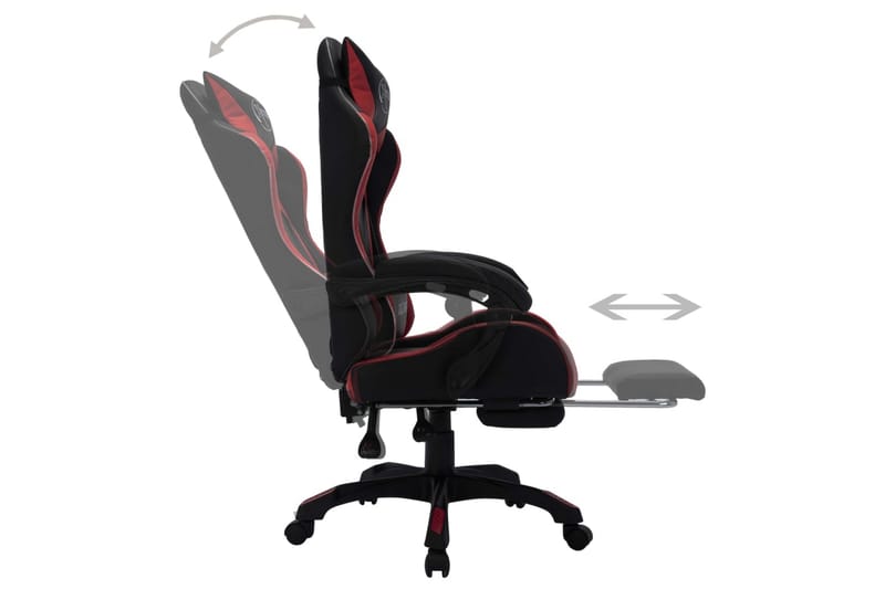 gamingstol m. LED-lys RGB-farver kunstlæder vinrød og sort - Flerfarvet - Møbler - Stole & lænestole - Kontorstole & skrivebordsstole